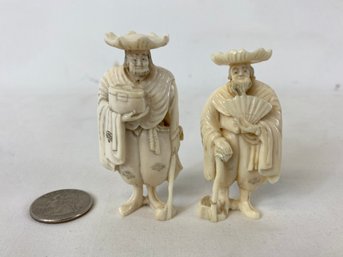 Group Of Two Japanese Carved Netsukes Scholars