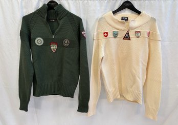 (2) Women's Postcard Italian Ski Sweaters Sz Large