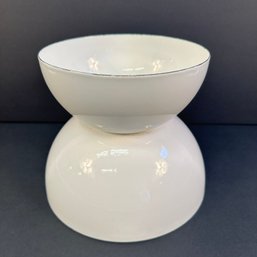 2 Kaj Franck For Finel White Enameled Metal Bowls MCM