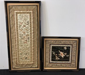 Pair Of Chinese Silk Embroidery Panels