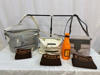 (3) Tod's Handbags With Labeled Felt Bags