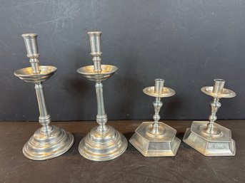 (2) Pairs Of Cosi Tabellini Pewter Candlesticks