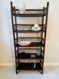 Tall Bamboo And Rattan Bookcase