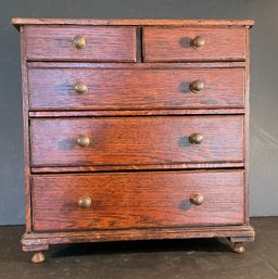 Antique Oak Miniature 5 Drawer Chest