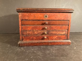 Antique Lucian Upham Pawtucket R.I. Walnut 4 Drawer Sewing Box