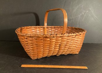 Antique Ash & Oak Hand Made Splint Gathering Basket