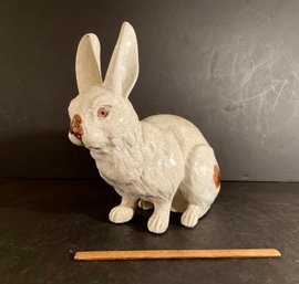 Large White Glazed Pottery Rabbit