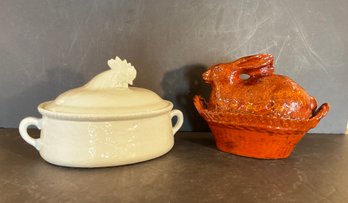 Two French Oven To Table Covered Casserole Dishes