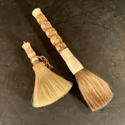 Two Vintage Hand Carved Bone Clothes Horse Hair Brushes