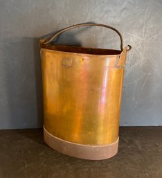 Unusual Signed Solid Copper French Kidney Shape Brass Bucket