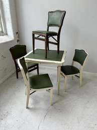 5 Pc. Stakmore White And Green Painted Table And Chairs