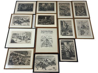 Lot Of 13 Harper's Weekly Wood Engravings, After Winslow Homer