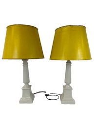 Pair Of Porcelain Column Lamps