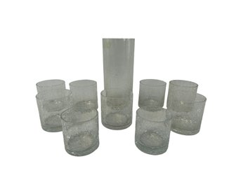 Lot Of Crackle Glassware