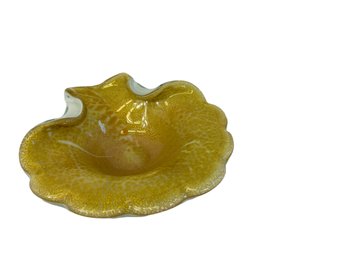 Murano Italian Cased Glass Bowl In Yellow