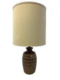 1970s Barrel Form Root Beer Glaze Table Lamp