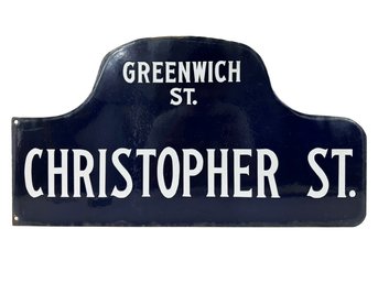 New York City Christopher St Blue Enamel NYC Street Sign