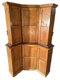 Continental School Scrubbed Pine Corner Cabinet