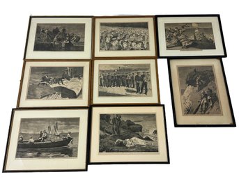 Lot Of 8 Harper's Weekly Wood Engravings, After Winslow Homer