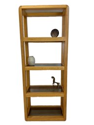 Blonde 5 Tier Etagere With Smoke Glass Shelves