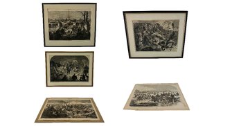 Collection Of 5 Winslow Homer, Harper's Weekly Civil War Wood Engravings