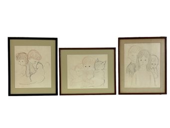 Group Of 3 Pen And Ink Sketches, Signed S. Pal