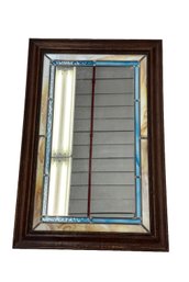 Vintage Stained Glass Mirror In Frame