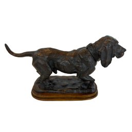 Metal Dog Sculpture With Bronze Finish