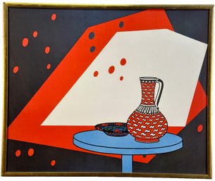 Patrick Caulfield (British) Color Lithograph Red And White Still Life