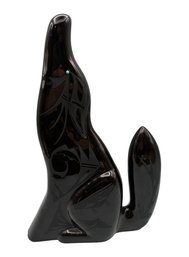 Signed Tallhouse Santa Clara Black Pottery Coyote