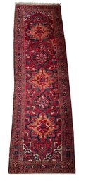 3'4' X 11' Hand Knotted Persian Hamadan Wool Runner Rug