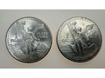 (2) 1983 .999 Silver 1 Onza Libertads Coin