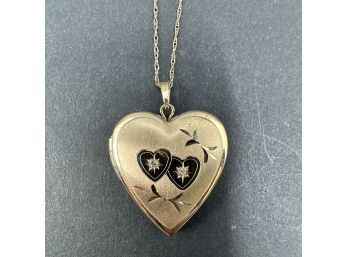 14k Yellow Gold Heart Shaped Locket And Necklace