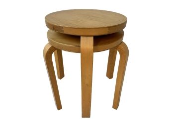 Pair Of Early Alvar Aalto Model 60 Beech Wood Stacking Stools