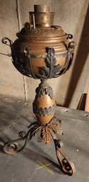 22' Tall B&h Oil Lamp Wrought Iron Stand