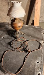 1890s Electrified Oil Lamp 17' Tall With Shade - Untested