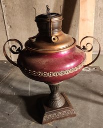1876 Oil Lamp Red And Gold