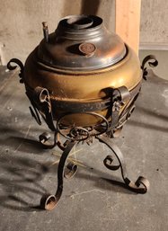 12' B&h Brass Oil Lamp In Iron Stand