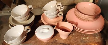Boonton Pink And White Dishes