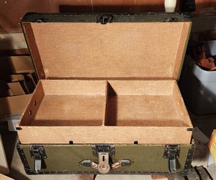 Antique Olive Green Trunk With Tray