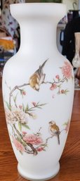 15' Frosted Vase- Birds On Branch