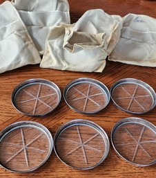 6 Wallace Sterling Silver Coasters With Macy's Silver Shop Bags