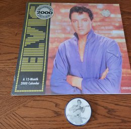 1956 Elvis Button & Sealed 2000 Calendar