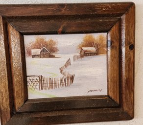 13 X 16 Snow Covered Farm Painting