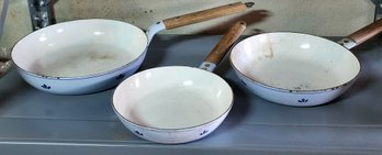 4 Porcelain Covered Cast Iron Pans Made In Holland