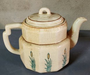 Antique Wheat Teapot Has Body Crack On Outside