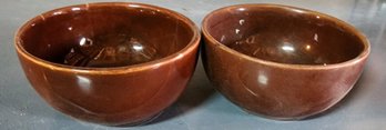 2 Brown Stoneware Bowls