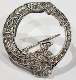 1.25' Antique Sterling Silver Marcasite Pin