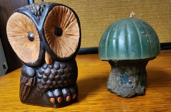 Owl And Mushroom Candles