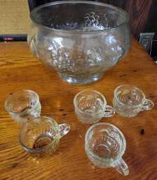 Punch Bowl And 5 Cups